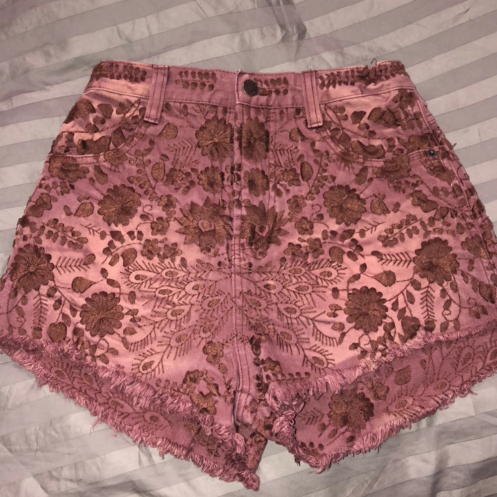 Free People Embroidered Shorts Size 25
